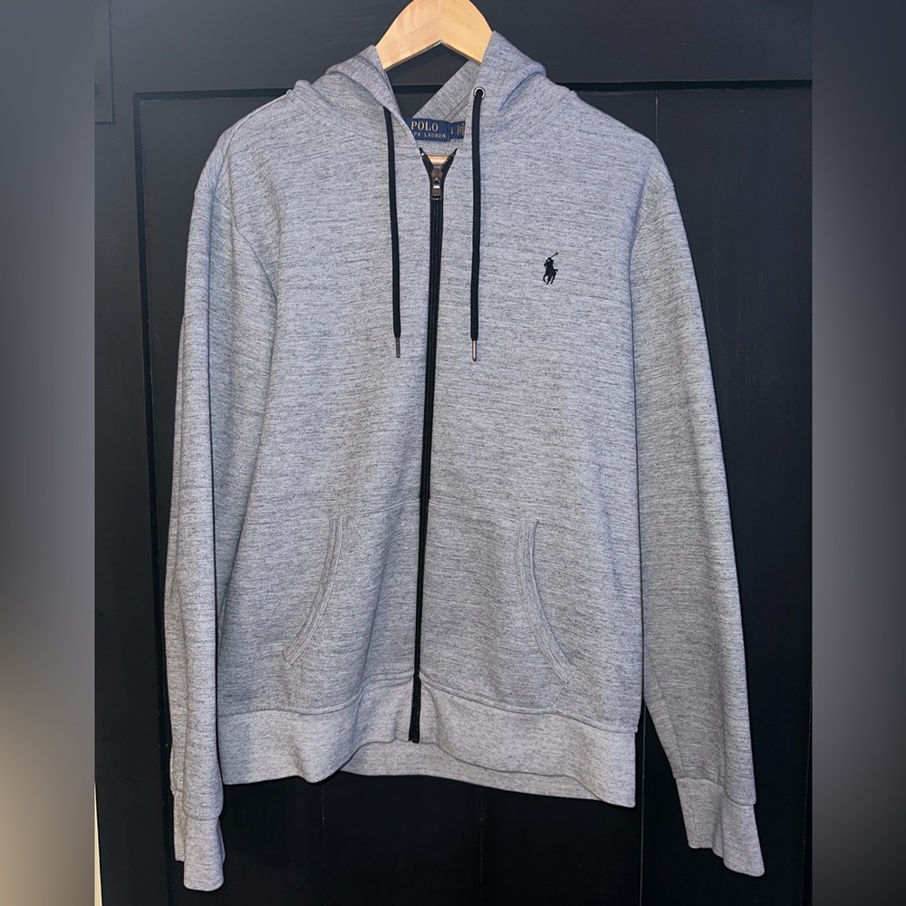 Polo by Ralph Lauren Large Double-Knit Full-Zip Gray Hoodie